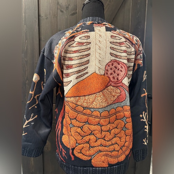 Women's Black Anatomical Print Light-weight Sweatshirt - Size M - Picture 8 of 11